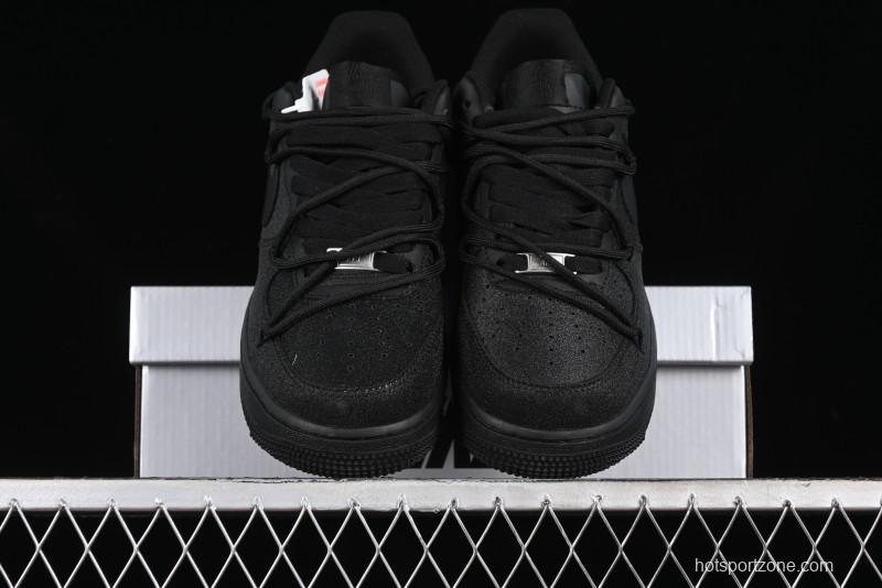Nike Air Force 1 '07 Low Cleanfit High Street Retro Style All Black Star-Studded Diamond Accents Lace-Up Low-Top Casual Sneakers - ZH0316-030