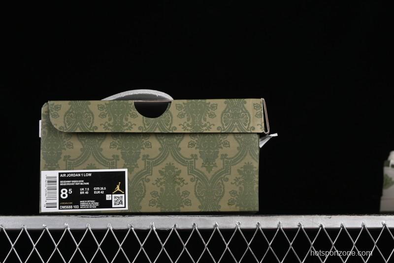 Nike Air Jordan 1 Low AJ1 Gucci Collaboration - Beige Green Knit High-End Custom Retro Basketball Shoes - DM5688-103