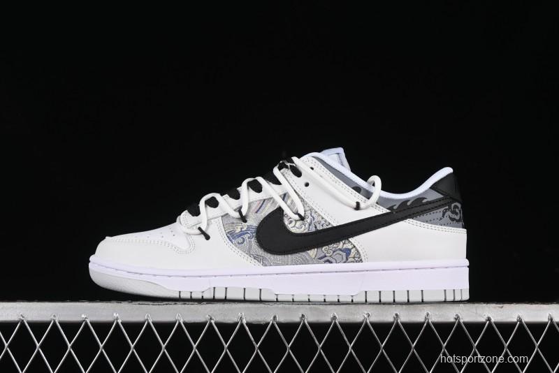 Nike Dunk Low CNY Year of the Dragon Limited Edition SB Lace-Up Casual Sneakers with Silver-White Design - DV0831-101