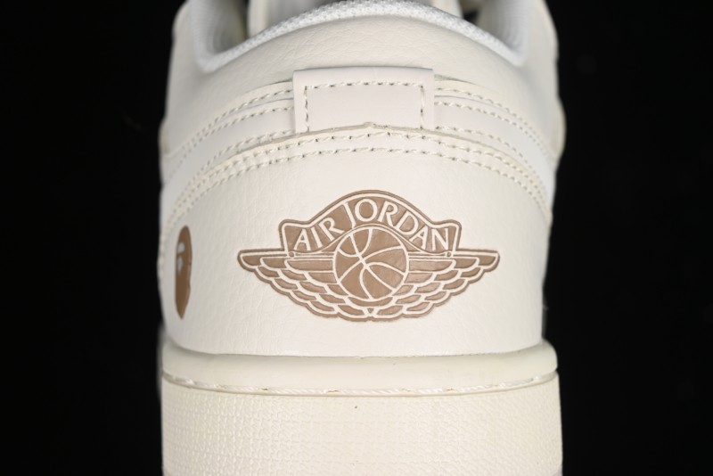 Nike Air Jordan 1 Low AJ1 Bape Collaboration - Pig Eight Patchwork Custom High-End Low-Top Basketball Shoes - LJ6688-002