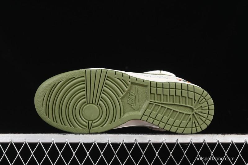 Nike SB Dunk Low Gucci Collaboration - Beige Green Floral Anniversary High-End Custom Low-Top Casual Skate Shoes - XX2025-918