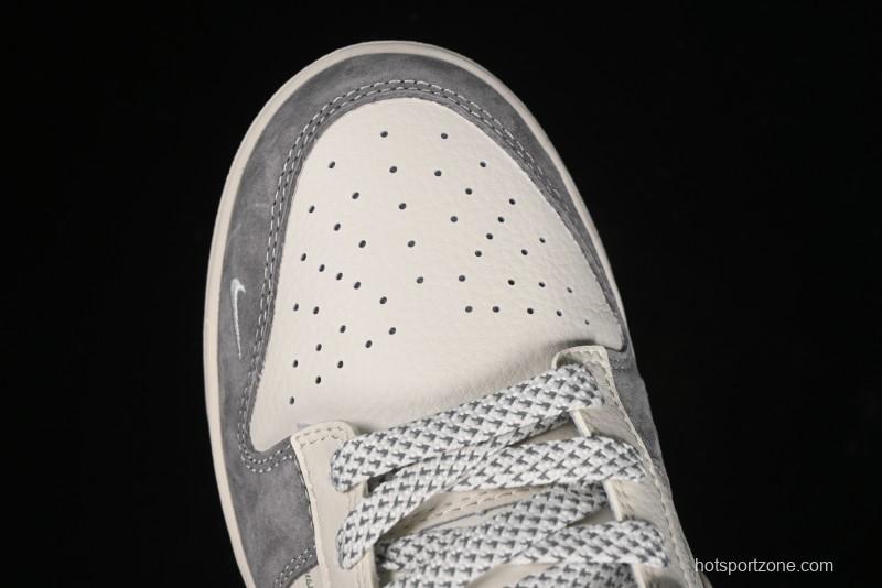 Nike SB Dunk Low Stussy Collaboration - Grey Pig Suede Patchwork Anniversary Custom Low-Top Casual Skate Shoes - CF3688-016