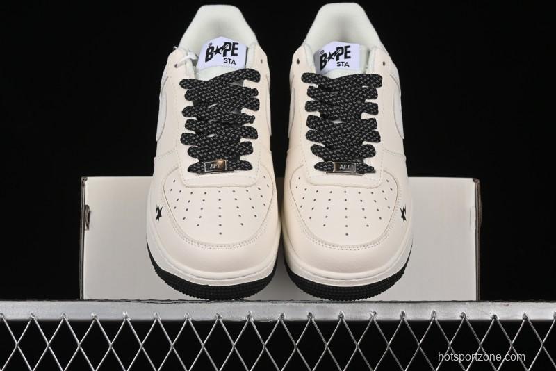 Nike Air Force 1 '07 Low Bape Collaboration - Black Beige Starry Sky Low Top Casual Sneakers - FG6688-103