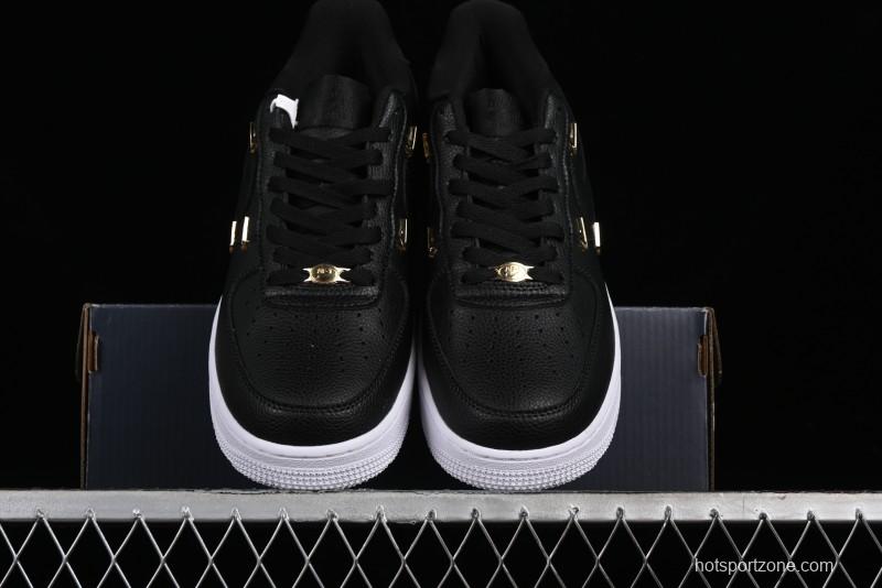 Nike Air Force 1 '07 Low Black Gold Swoosh Casual Sneakers - CT1990-001