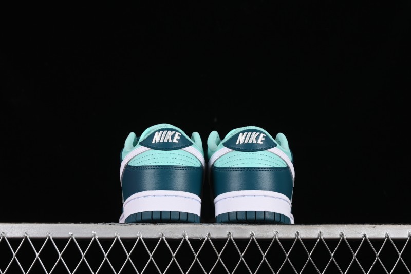 Nike Dunk Low SB Skateboarding Shoes in White and Geode Teal - DD1503-301