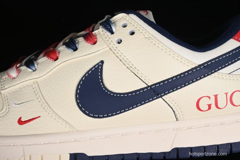 Nike SB Dunk Low Gucci Collaboration - Beige Blue Patchwork Anniversary High-End Custom Low-Top Casual Sneakers - XY1688-003