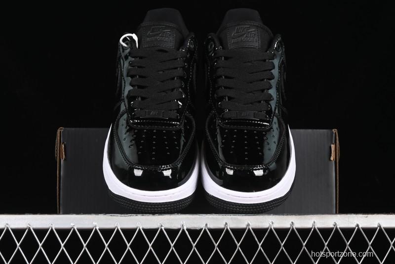Nike Air Force 1 '07 Low Patent Leather All Black Casual Sneakers - AH6827-001