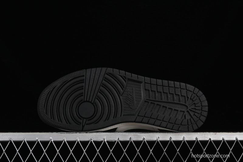 Nike Air Jordan 1 Low AJ1 x Violent Bear Collaboration - Black Beige Mark Line Custom Retro Basketball Shoes - SJ9950-013