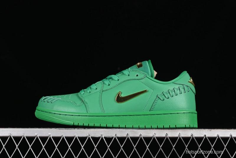 Nike Air Jordan 1 Low "Method of Make" Casual Sneakers in Green and Gold - FN5032-300