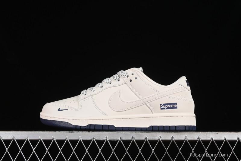 Nike SB Dunk Low Supreme Collaboration - Classic Beige Blue Anniversary High-End Custom Low-Top Casual Skate Shoes - XX8888-003