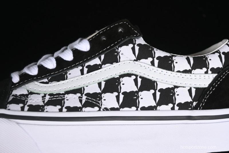 Vans Old Skool Checkerboard Bear Comfortable Slip-Resistant Cushioned Casual Vulcanized Sneakers - VN000D3CG03