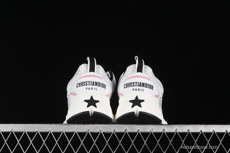 Dior Chrono Round Toe Lace-Up Lifestyle Casual Running Sneakers - 19W WHITE RED