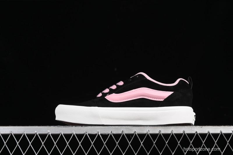 Vans Knu-Skool High Street American Retro Canvas Skate Shoes in Black Pink - VN0009BCRTU