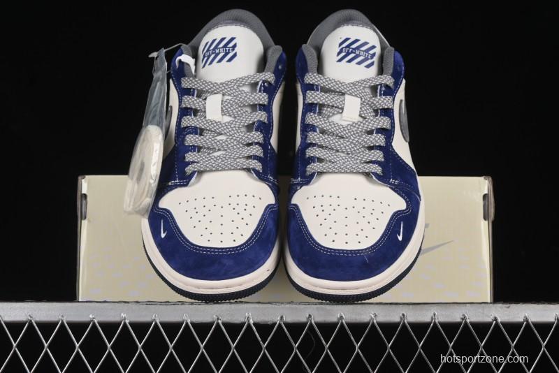 Nike Air Jordan 1 Low OFF-WHITE Collaboration - Qilin Blue Retro Basketball Shoes - WG8850-013