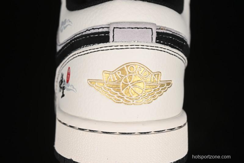 Nike Air Jordan 1 Low Retro Basketball Shoes Custom Black Myth Wukong Design - SJ9950-042