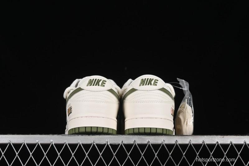 Nike SB Dunk Low Gucci Collaboration - Beige Green Floral Anniversary High-End Custom Low-Top Casual Skate Shoes - XX2025-918