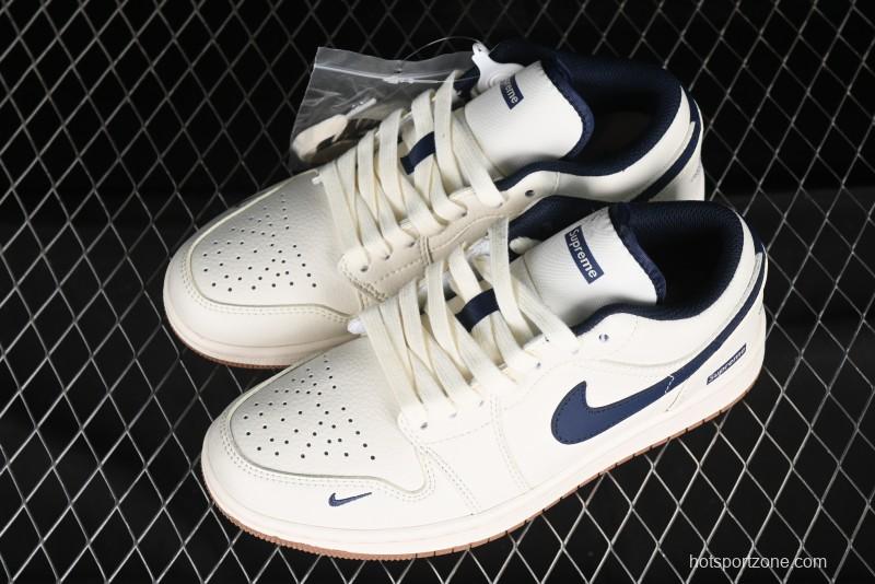 Nike Air Jordan 1 Low Supreme Collaboration Retro Basketball Shoes - WG8850-011