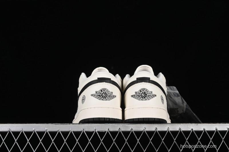 Nike Air Jordan 1 Low AJ1 Stone Island Collaboration - Off White Black Retro Low-Top Basketball Shoes - LJ6688-003