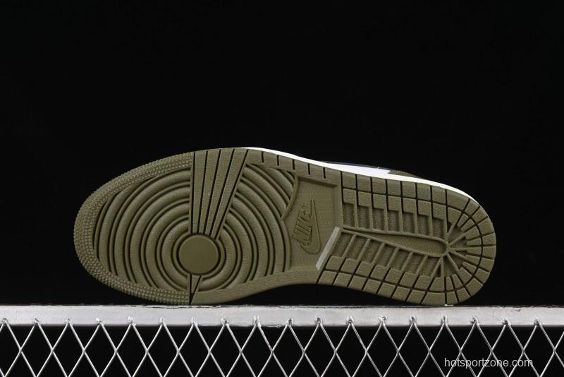 Nike Air Jordan 1 Low "Medium Olive" Retro Casual Sneakers - 553558-092