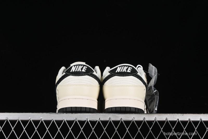 Nike SB Dunk Low Lightning Collaboration - Off White Black Double Swoosh Anniversary Custom Low-Top Casual Skate Shoes - XY1688-007
