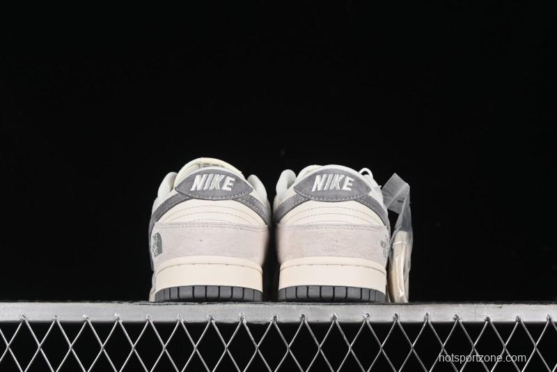 Nike SB Dunk Low The North Face Collaboration - Grey Pigskin Navy Swoosh Anniversary Custom Low-Top Casual Skate Shoes - SJ1089-009