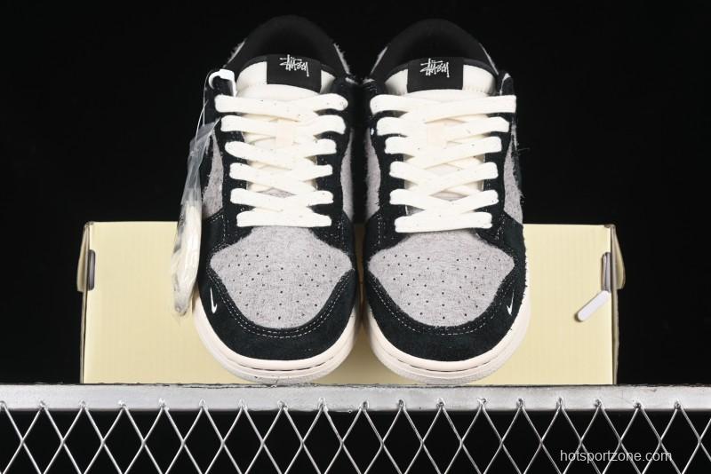 Nike SB Dunk Low Stussy Series - Grey Black with Black Swoosh Anniversary Custom Low-Top Casual Skate Shoes - MM1089-028