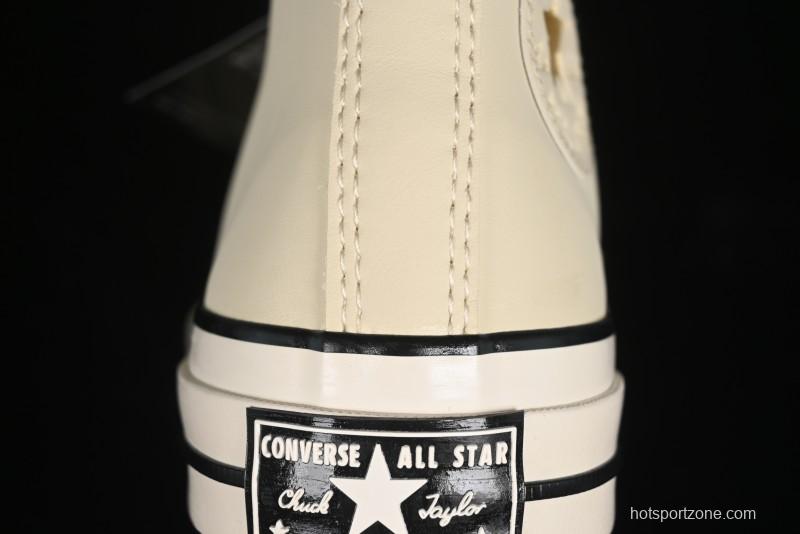 Converse Chuck 1970s Winter Waterproof Leather High-Top Sneakers with Gold Eyelets and Fleece Lining - A12443C