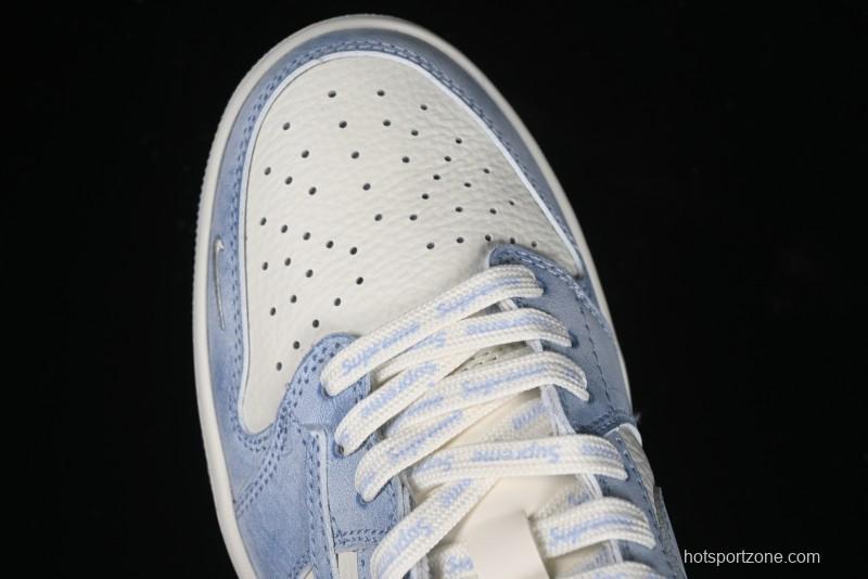 Nike Travis Scott x Fragment Design x Air Jordan 1 Low OG SP AJ1 Supreme Collaboration - Tie-Dye Blue Low-Top Casual Sneakers - CH6336-010