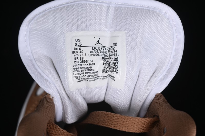 Nike Air Jordan 1 Low AJ1 White Tan Low Top Casual Sneakers - DC0774-202