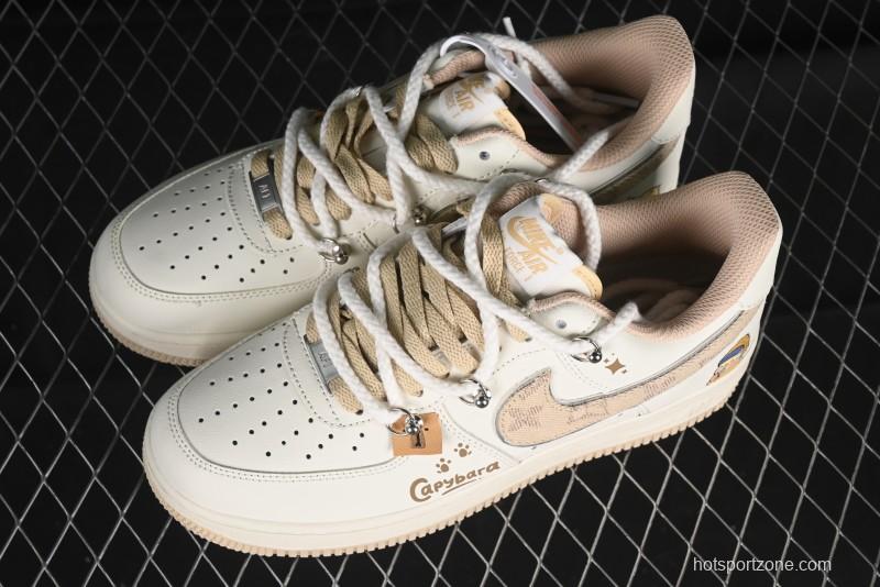 Nike Air Force 1 Low x Capybara "Pearl Girl" Casual Sneakers with Lace-Up Design - LV0506-505