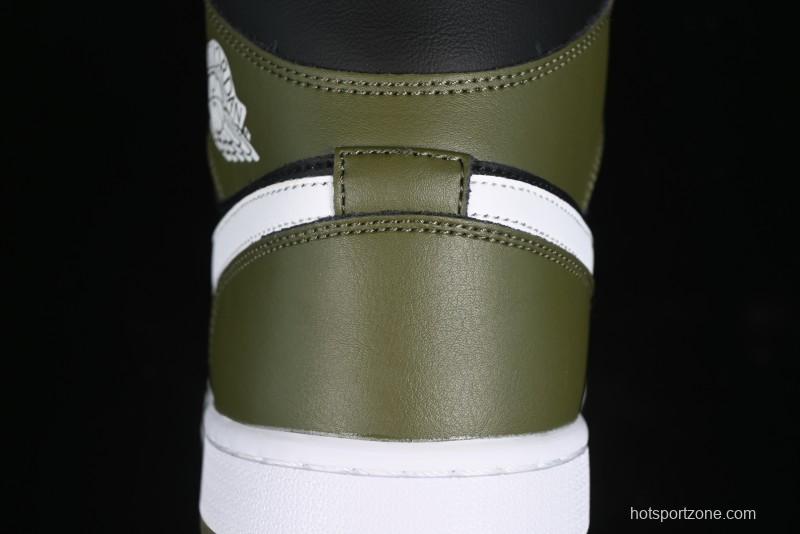 Nike Air Jordan 1 Mid AJ1 Army Green Mid-Top Casual Sneakers - DQ8426-092