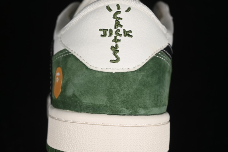 Nike Travis Scott x Fragment Design x Air Jordan 1 Low OG SP AJ1 Bape Collaboration - Jungle Green Low Top Casual Sneakers - XY2688-107