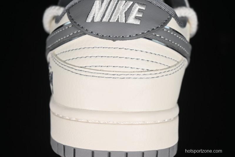 Nike SB Dunk Low Stussy Bandana Grey Check Anniversary Custom Low-Top Casual Skate Shoes - SJ2068-310