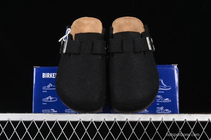 Birkenstock Half Open Toe Sandals with Smokeless Coal Wool Upper - G.D4