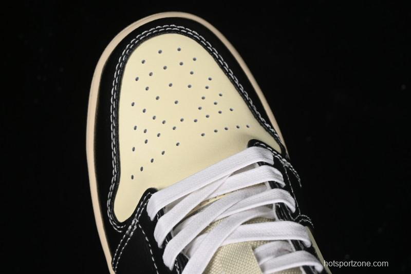 Nike Air Jordan 1 Low "Coconut Milk Black" Casual Basketball Shoes with Contrast Swoosh - HQ3437-101