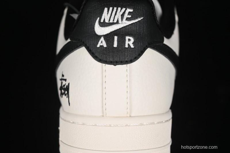 Nike Air Force 1 '07 Low Stussy Collaboration - White Black Low-Top Casual Sneakers - XZ3328-001