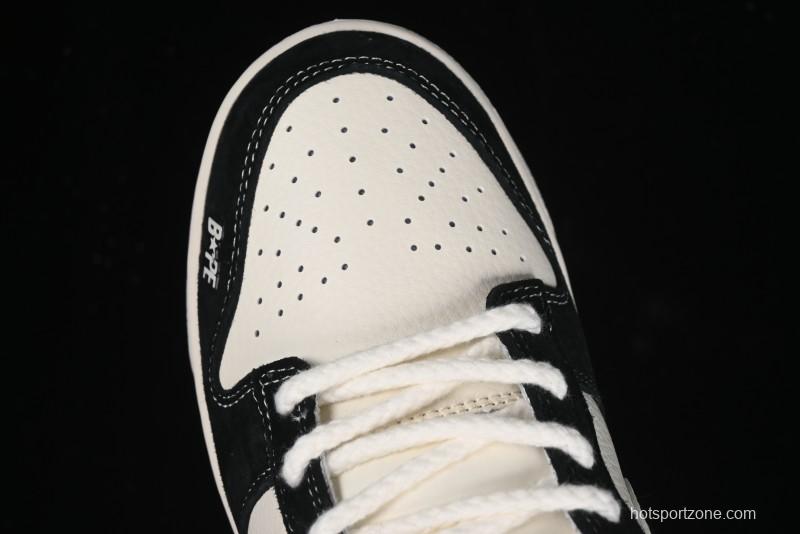 Nike SB Dunk Low Stussy Collaboration - Black White Marking Line Anniversary High-End Custom Low-Top Casual Sneakers - BB9898-008