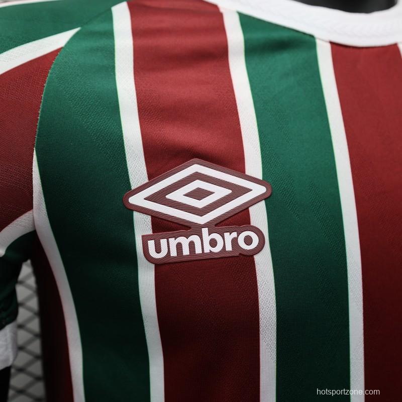 Player Version 25/26 Fluminense Green and Burgundy Vertical Striped with White Trim Jersey