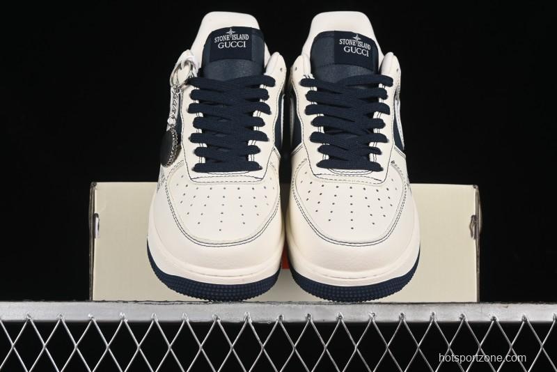 Nike Air Force 1 '07 Low Gucci Stone Island Collaboration - Off White Graphite Low-Top Casual Sneakers - KK1988-013
