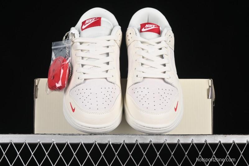 Nike SB Dunk Low Comme des Garçons Collaboration - Pigskin White Swoosh Anniversary Custom Low-Top Casual Skate Shoes - KK1333-004