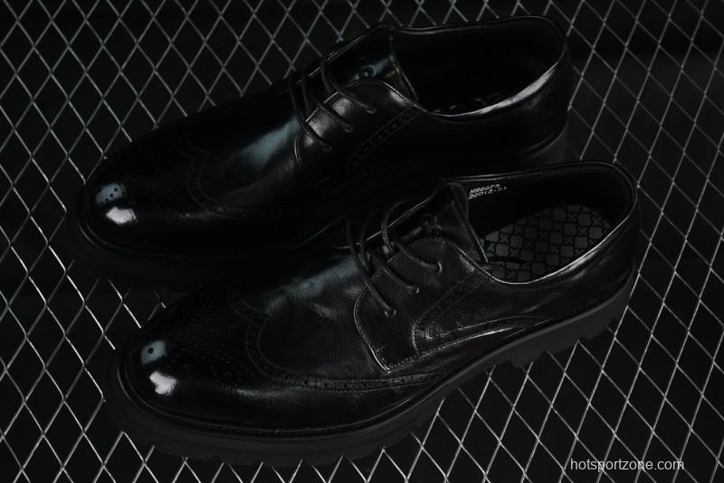 Ecco Block Brogue Business Derby Round Toe Genuine Leather Dress Shoes - 63667201001