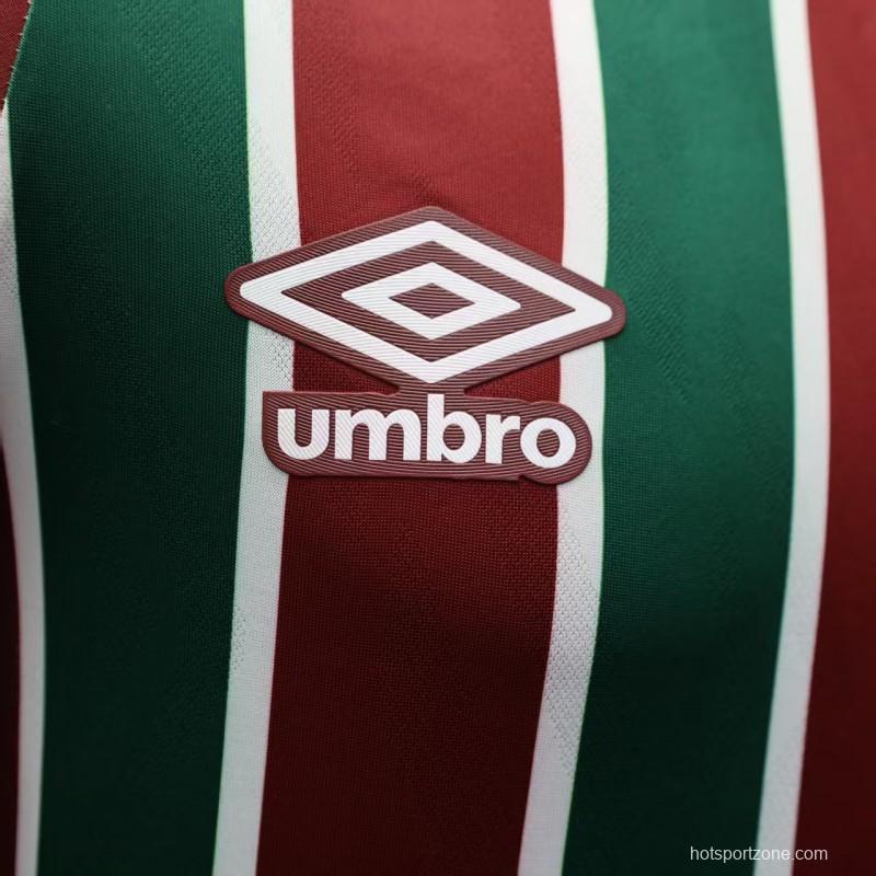 Player Version 25/26 Fluminense Green and Burgundy Vertical Striped with White Trim Jersey