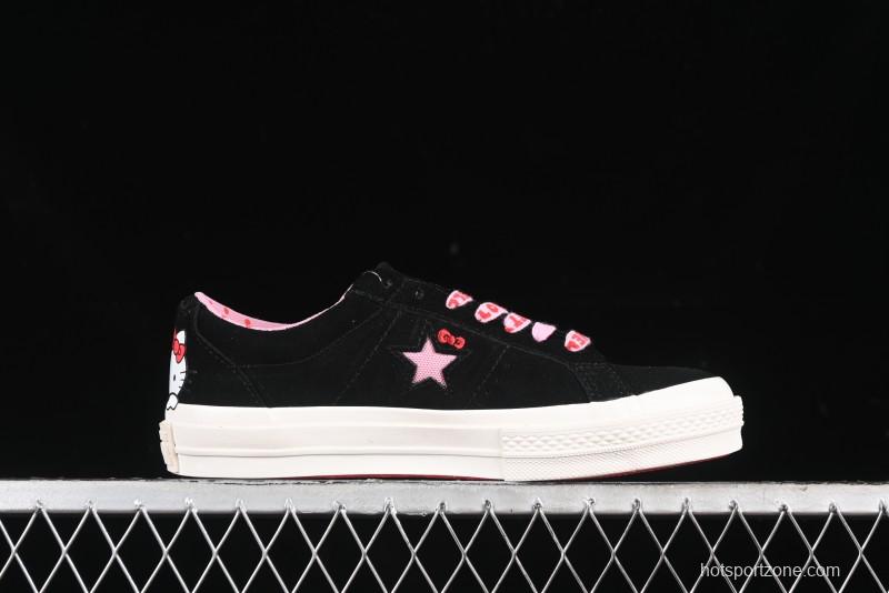 Converse One Star Hello Kitty Collaboration Low-Top Casual Sneakers with Embroidered Bow - 362940C