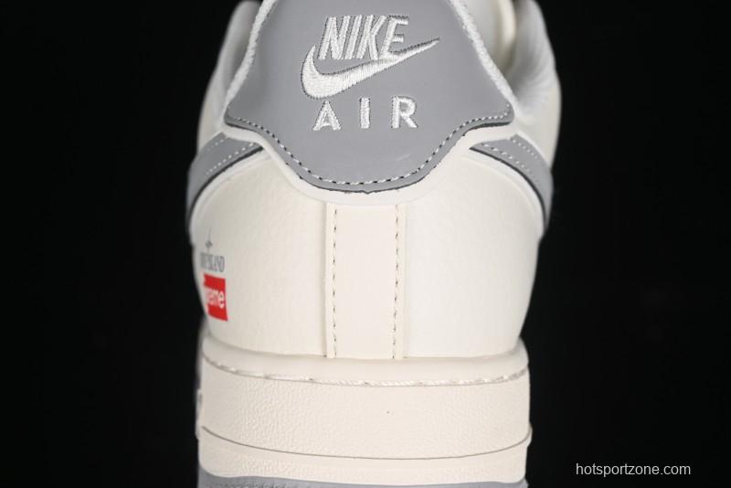 Nike Air Force 1 '07 Low Stone Island Supreme Collaboration Off-White Star Grey Low-Top Casual Sneakers - BB1616-303