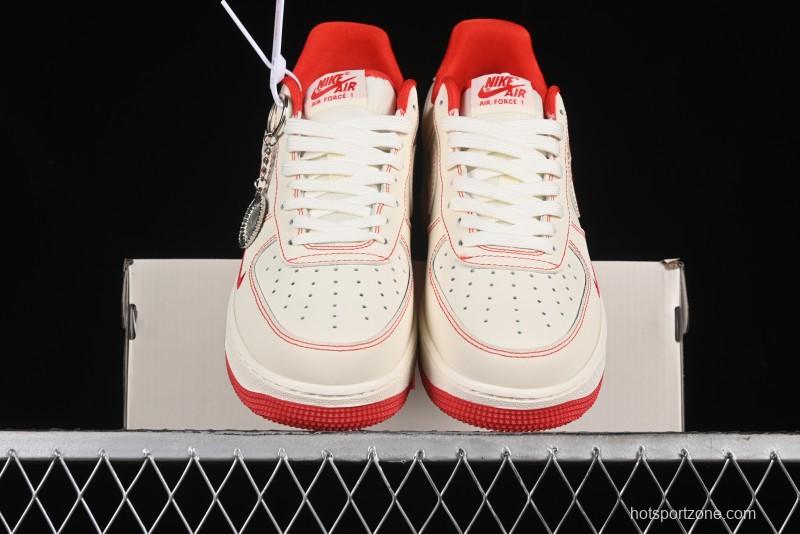 Nike Air Force 1 '07 Low Comme des Garcons Collaboration - Off-White Red Line Low-Top Casual Sneakers - KK3333-001