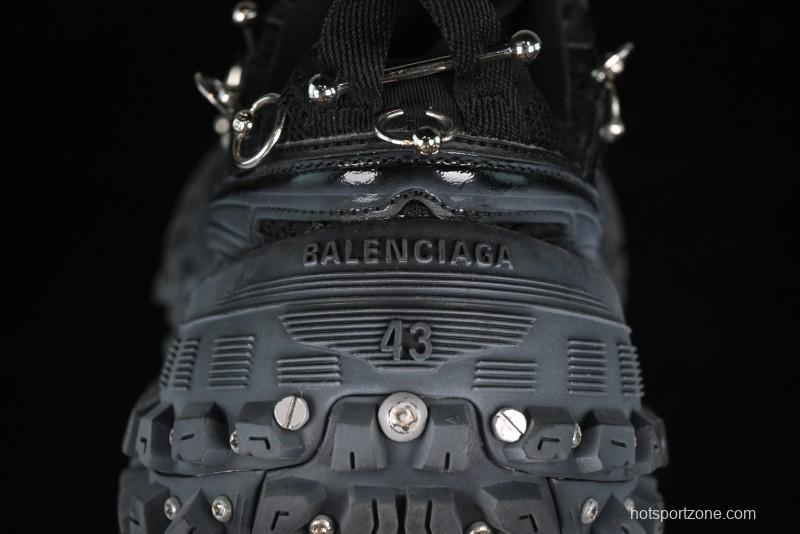Balenciaga Defender Rubber Platform Sneakers Low-Top Combat Outdoor Shoes with Studded Design and Exaggerated Tire Tread Sole - W2RAG1081