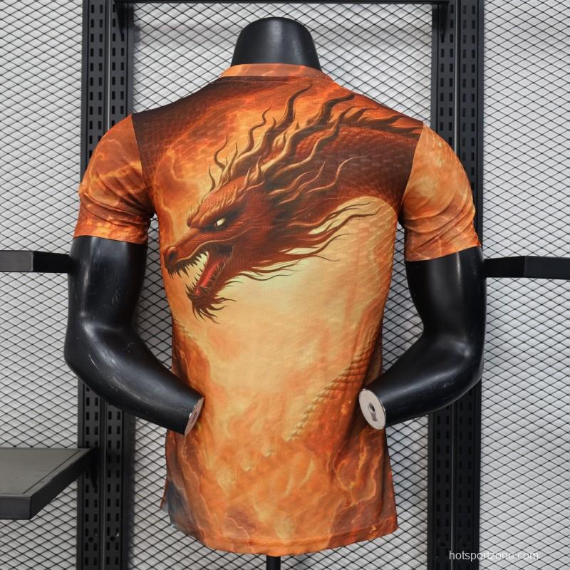 Player Version 25/26 Real Madrid NA ZHA Orange with Dragon Warrior Jersey