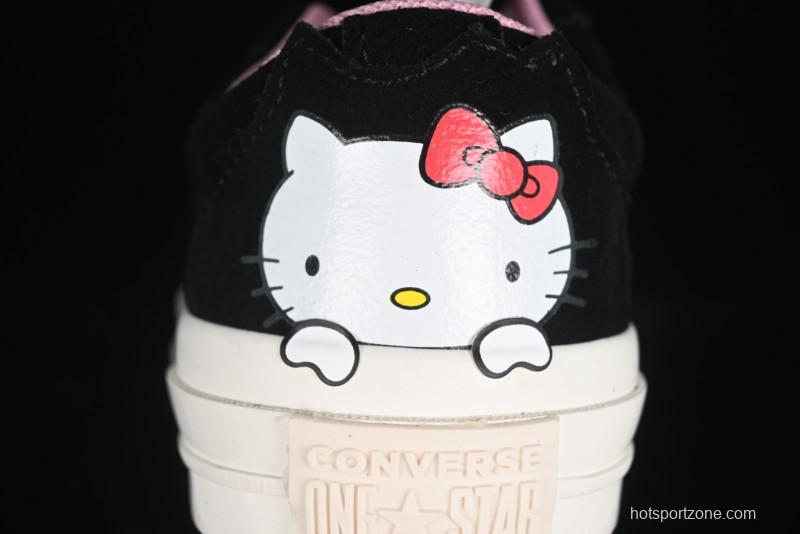 Converse One Star Hello Kitty Collaboration Low-Top Casual Sneakers with Embroidered Bow - 362940C