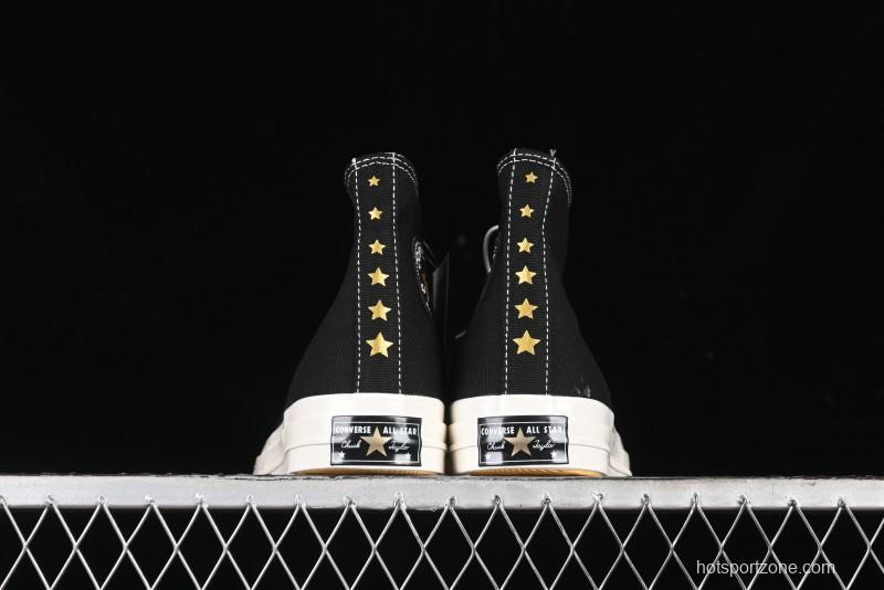 Converse Chuck 1970s High-Top Sneakers with Gold Star Accents and Classic Black & White Design - A12462C