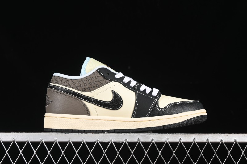 Nike Air Jordan 1 Low "Coconut Milk Black" Casual Basketball Shoes with Contrast Swoosh - HQ3437-101